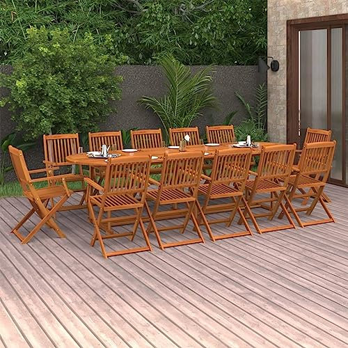 DYRJDJWIDHW gartenmöbel Rattan wetterfest,gartenliege wetterfest,13-TLG. Garten-Essgruppe Akazie MassivholzGeeignet für Garten, Swimmingpool, Wohnzimmer, Terrasse