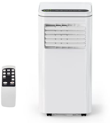 ACONEE Tragbare Klimaanlage, 8000 BTUs 3-IN-1 Leise AC Einheit mit Fernbedienung, Tragbare Klimaanlage Eingebauter Luftentfeuchter, Ventilator, Auto, Schlafmodi, Abluftschlauch & Fenster-Kit, Weiß