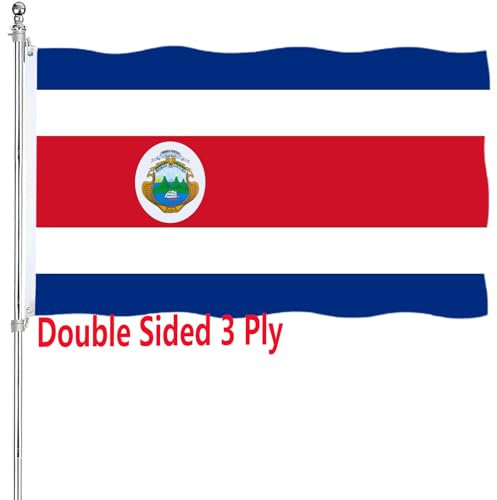 Costa-Rica-Flagge, 7,6 x 12,7 cm, doppelseitig, für den Außenbereich, 3-lagig, 200D, strapazierfähiges Polyester und strapazierfähiger Leinen-Kopf