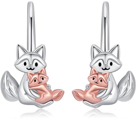 enjoylifecreative Fuchs Ohrringe für Damen Mädchen 925er Sterling Silber Mutter Tochter Fuchs Ohrringe Geburtstag Muttertag Schmuck Geschenk für Frauen Mama Tochter