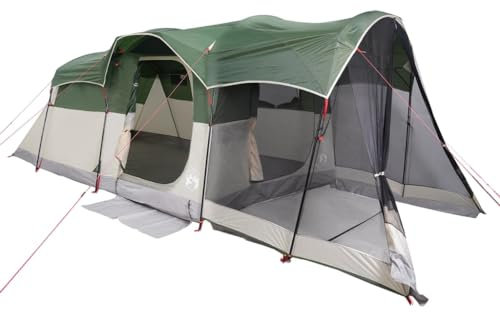 vidaXL Tenda Familiare a Tunnel per 8 Persone Verde Impermeabile, da Campeggio, Rifugio e Giardino
