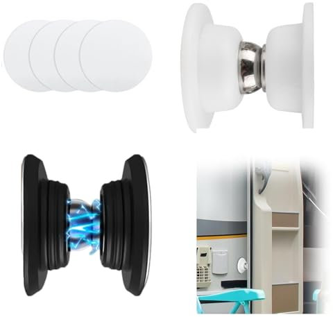 2 Pcs Magnetic Door Stop, Self Adhesive Magnetic Door Stoppers, Magnetic Door Catch, Magnetic Door Holder, No Drilling Camper Door Latch Door Stopper, RV Accessories (White,Black)