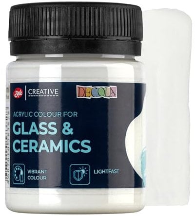 Decola Vernice per Porcellana Bianco - 50ml Permanente per Vetro e Ceramica - Alto Potere Coprente su Superfici Scure - Prodotto da Nevskaya Palitra
