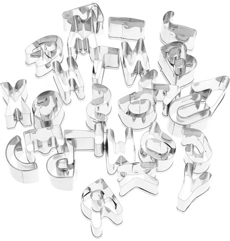 Zerodeko 1set Tagliabiscotti Acciaio Inossidabile Lettere Alfabeto Per Biscotti e Fondente Facile Da Pulire e Resistente Per Cottura Casa e Pasticcerie