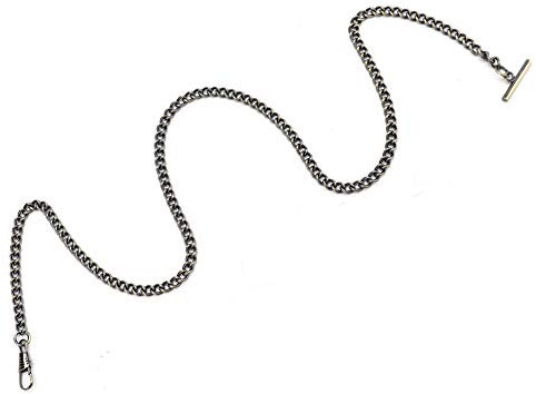 Jwthee Taschenuhrenkette aus Edelstahl, Uhrenkette, T-Steg, Vintage-Taschenuhr mit Kette, Taschenuhrenketten für Herren, Uhrenkette, Gliederarmband, 65 cm (Bronze)