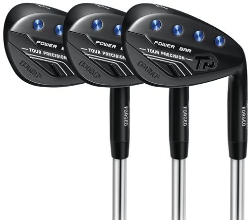 PGF Gold TP Full Face gefräst geschmiedet High Toe Golf Sand Wedge Set für Herren [52 56 60 Grad/RH/Black Stainless]