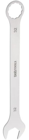 sourcing map Thin Combination Wrench Metric 32mm Torx Ended Box 15 Degree Offset Open End Stainless Steel, Silver Tone