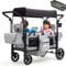 Sekey Bollerwagen Kinder Zwillingsmodus, Bollerwagen Faltbar mit Dach 2 Kinder, Duo Schiebegriff Kinderwagen Doppelsitz mit 2 integrierten 5-Punkt-Gurtsystem, Zwillingskinderwagen (Grau, Premium)