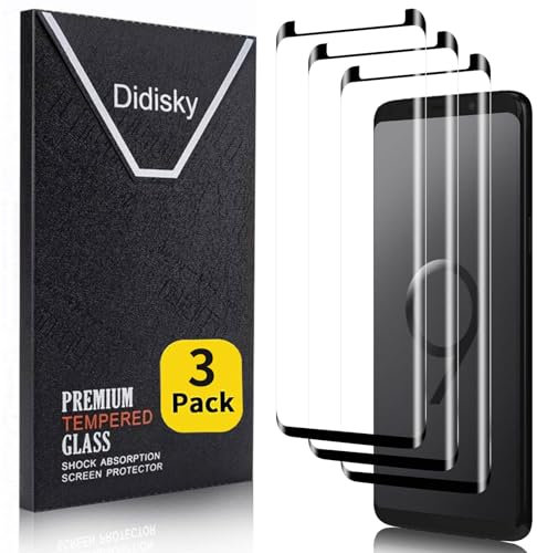 Didisky Lot de 3 Protecteur Verre Trempé pour Samsung Galaxy S9, Verre trempé 3D pleine couverture,Film Protection écran, dureté 9H,Haute définition