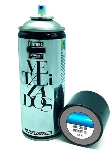 AC - Bote de Pintura en Spray - Fabricado en España - Ideal para cualquier superficie, Madera, Metal, Cartón, Piedra o Cerámica - Capacidad de 400 ML - Color Azul Celeste Metalizado