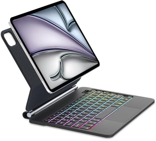 Custodia Tastiera per iPad Air 11 (M2) 2024 , Air 6th/5th/4th Generazione, Tastiera per iPad Pro 11 (4a/3a/2a/1a) Generazione con Touchpad, Magnetico Galleggiante Design, Retroilluminazione, Nero