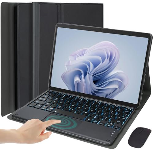 HEKUEUN Custodia con Tastiera per Microsoft Surface Go 4 / Surface Go 3 / Surface Go 2 / Surface Go Tablet, Tastiera con Trackpad Bluetooth Staccabile con Retroilluminazione A 7 Colori E Mouse