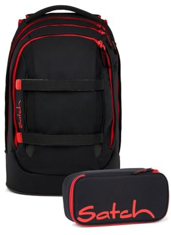 Satch pack Schulrucksack Set 2tlg. inkl. Schlamperbox (Fire Phantom)