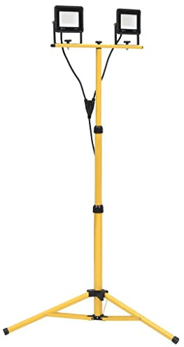 vidaXL LED Fluter mit Stativ Außenstrahler Scheinwerfer Baustrahler Flutlicht Gartenstrahler Arbeitsscheinwerfer Arbeitsleuchte 2x20W Warmweiß