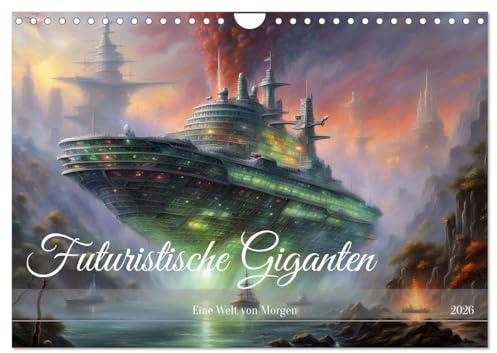 Futuristische Giganten Eine Welt von Morgen (Wandkalender 2026 DIN A4 quer), CALVENDO Monatskalender: Majestätische schwimmende Meisterwerke, mit KI erstellt. (CALVENDO Mobilitaet)