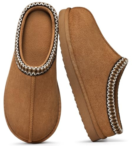 Litfun Memory Foam Hausschuhe für Damen und Herren, kuschelig warme Hausschuhe für drinnen und draußen, Kastanie 39-40EU,Markengrösse 42-43