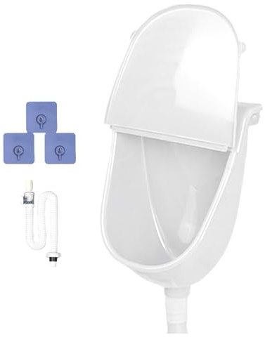 Wall Urinal, Wall Mounted Commercial Urinal with Cover, Spill-Proof, Hygienic Odor Control, Flushing Urin Diverter Toilet with Schlauch for Dorm, Hof, Camping and Vehicle, 11.22x15.16x7.09 inches