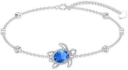 SLIACETE Schildkröte Armband für Frauen 925 Sterling Silber London Blau Topas Strand Meer Schildkröte Strand Armband Hawaii Ozean Schmuck Geschenke