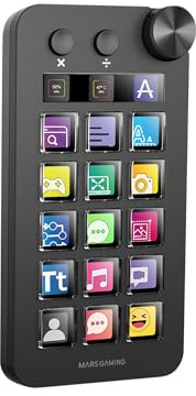 Mars Gaming MSD-NEO, Control Deck, 15 Anpassbare LCD-Tasten, SteuerRad und Dual-Taste, Erweitertes ÜberwachungsDisplay, Rechner und ZahlenBlock, Software für Windows und macOS 10.15+, Schwarz