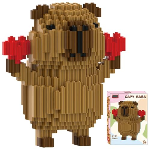 Foreverup Tier-Blöcke Micro Building, Capybara Mikro Bausteine Spielzeug Kit, Particle Baustein-Set, Cartoon Anime MiniBausteine, Mini Bausteine DIY-Spielzeug Für Erwachsene (Herz)