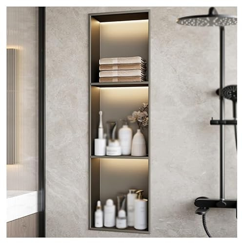 SZITW Badezimmer-Wandnische, Edelstahl-Wandnische, Einbau-Duschkabine mit LED-Licht, wasserdichtes Organizer-Regal für die Aufbewahrung im Badezimmer, Keine Fliesen erforderlich