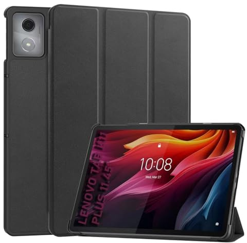 Techsuit für Lenovo Tab K11 Plus Hülle mit 360 Schutz, Mikrofaser Innenfutter, Verstellbare Betrachtungswinkel, Schlankes Design, Anti Fingerabdruck, FoldPro Series, PU Leder, Schwarz