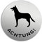 Schild Achtung Hund Ø 75 mm Aluminium Türschild Edelstahloptik Nr.39014-K