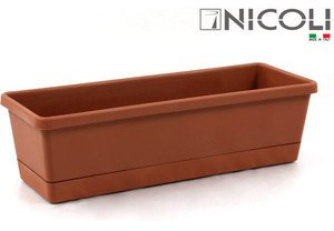 NiCOLI - Fioriera con sottopiatto 30 cm terracotta balconica