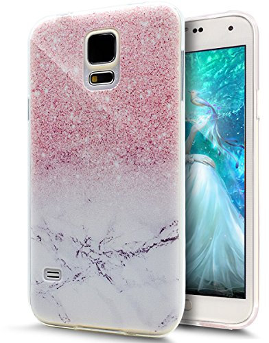 Kompatibel mit Galaxy S5 Mini Hülle,Galaxy S5 Mini Schutzhülle,Gemalt Kunst Malerei Handyhülle Silikon TPU Silikon Hülle Handyhülle Tasche Durchsichtig Schutzhülle Mini,Rosa Marmor Marble