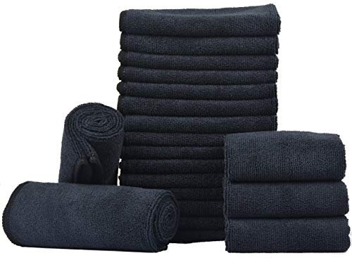 KinHwa Trapos de Microfibra Súper Suaves Paños de Limpieza Absorbentes y Sin Pelusas Trapos de Limpieza para Cocina 20 Pack 30cm x 30cm Negro