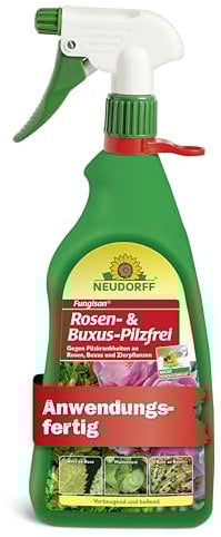 Neudorff Fungisan Rosen- und Buxus-Pilzfrei – Anwendungsfertiges Spray zur Bekämpfung von Pilzkrankheiten an Rosen, Buxus und Zierpflanzen, vegan, 1 Liter