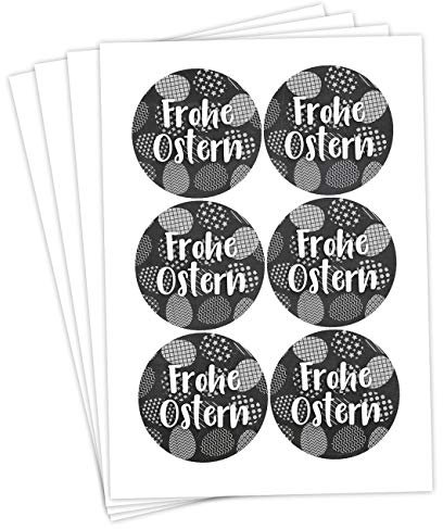 Papierdrachen 24 Oster Aufkleber zum Basteln und Dekorieren - Motiv Frohe Ostern mit Eiermotiv schwarz-weiß - Sticker Nr 50 - Ostern 2021