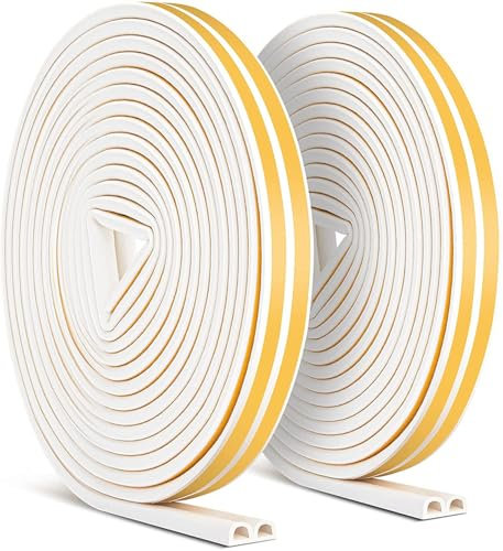 20M Dichtungsband für Türen, Türdichtung Selbstklebendes Fensterdichtung Türen Fenster Anti-Kollision Gummi Schaum Siegel Streifen Schalldämmung Dichtungsband Selbstklebendes (D-Weiß)