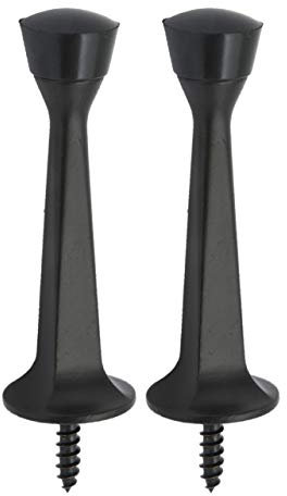 QCAA Rubber Tip Heavy Duty Solid Rigid Door Stop, 3, Zinc Die Cast, Matte Black, Made in Taiwan, 2 Pack