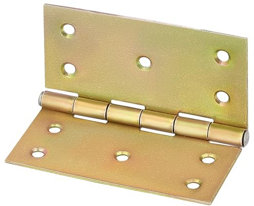 KOTARBAU® Charnière de porte 100 mm x 100 mm roulée galvanisée jaune à bords biseautés Charnière de meuble Charnière de porte Charnière de porte Charnière de coffre Charnière de placard Charnière à 2