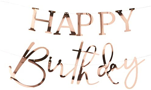 Ginger Ray Bannière décorative à suspendre avec inscription « Happy Birthday » - Or rose