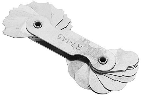 Radius Gauge, R0.3-1.5/ R1-6.5/ R7-14.5/ R15-25//R25-50/R52-100MM Stainless Steel Radius Fillet Gauge(R7-14.5MM) Zeus Book High Precision Digital Radius Meter Radius Gage Set