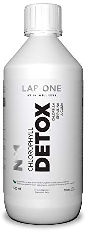 Lab One Chlorophyll Detox Paquet de 1 x 500ml - Extraits de plantes - Lucuma - Spiruline - Chlorelle - Sodium et Cuivre de Chlorophylline - Détox Corporel - Algues