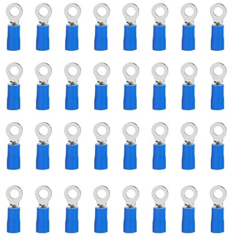 Ruidee 100 Pezzi Terminali ad Anello Connettori Elettrici M4 PVC Occhiello Anello Isolati Capicorda Giallo di Rame Connettore Terminale per Il Collegamento di Cavi, Fili (PRB4)