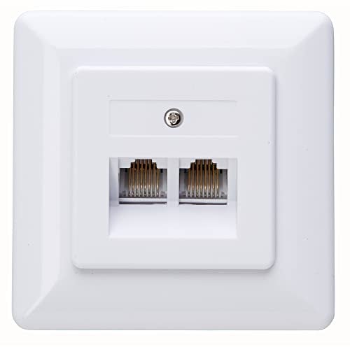 Kopp UAE-Anschlussdose, Komplett Gerät, Unterputz, Universal-Anschluss-Einheit für Telefon- und Datentechnik, ISDN, RJ45, 8 Pole belegbar, 2 getrennte Anschlüsse, 33369610 Arktis-weiß