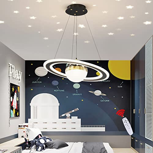 Kinderzimmer Hängelampe LED Dimmbar Hochwertige Kinderzimmerlampe Rund Design Modern Hängeleuchte Mädchen Jungen Schlafzimmer Dekorative Lampe Kinder Pendellampe (Sternenhimmel)