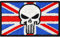 skull Patch Großbritannien Aufnäher England Aufbügler Totenkopf Sticker zum annähen/aufbügeln | Skull Fabric Applique skull Applikation für alle Stoffe | 70x40mm