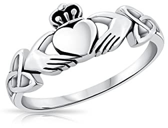 DTPsilver® 925 Sterling Silber Claddagh Ring - Liebe, Loyalität und Freundschaft - Mit keltischer Knoten
