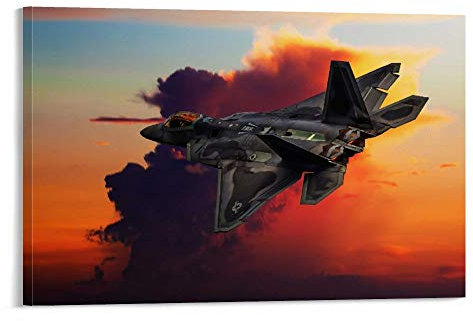 Fighter Poster F-22 Fighter Raptor Poster Dekorative Malerei Leinwand Wandkunst Wohnzimmer Poster Schlafzimmer Gemälde 30 x 45 cm
