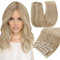 RUNATURE Echthaar Extensions Clip Blond Hervorheben Glatt Echte Haare 45cm Clip in Extensions Echthaar 120g 7 Stück Clip Extensions Echthaar Goldblond Mit Hellblond #16P22