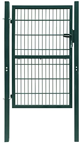 WIFESE Gartentor Grün 106x190 cm 2D Zauntor GartentüR Gartenzaun Doppelstabmattenzaun Gartenzaun Komplettset Doppelstabmattenzaun Tor GartentüRschloss