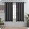 MRTREES Rideau Gris Foncé Occultant 100% Rideaux Thermiques Anti Chaleur avec Doublure Noire Anti-UV pour Porte Fenêtre Chambre Fille Enfant, 140x145cm, 2 Pièces