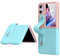 HAOYE Coque pour Oppo Find N2 Flip, Housse de Protection de Couleur Contrastante Élégante, Étui avec Support de Dragonne, Rose/Bleu
