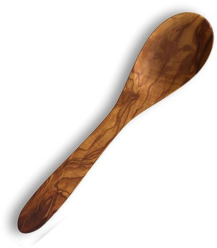 The Live Edge - 12 Inch Olive Wood Spoons For Cooking | Large Wooden Cooking Spoons for Mixing, Soup and Stirring | Non Stick Long handle Kitchen Utensil Serving Spoon For Salad | Big Wooden Spoons