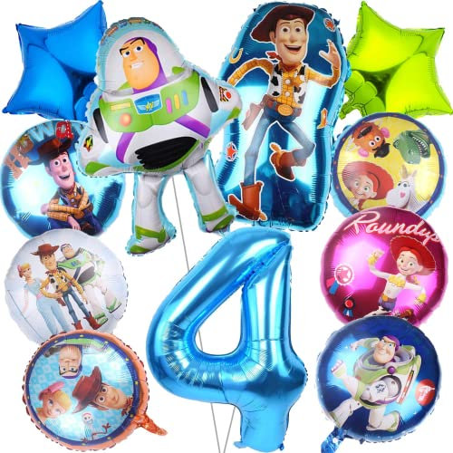 Luftballons Set, 11 PCS Thema Party Ballon Dekoratio, Folienballon 4 Jahre, Geburtstags Ballons für Kinder, 4 Jahre Geburtstag Luftballons, Geburtstags Deko für Kinder (4th)